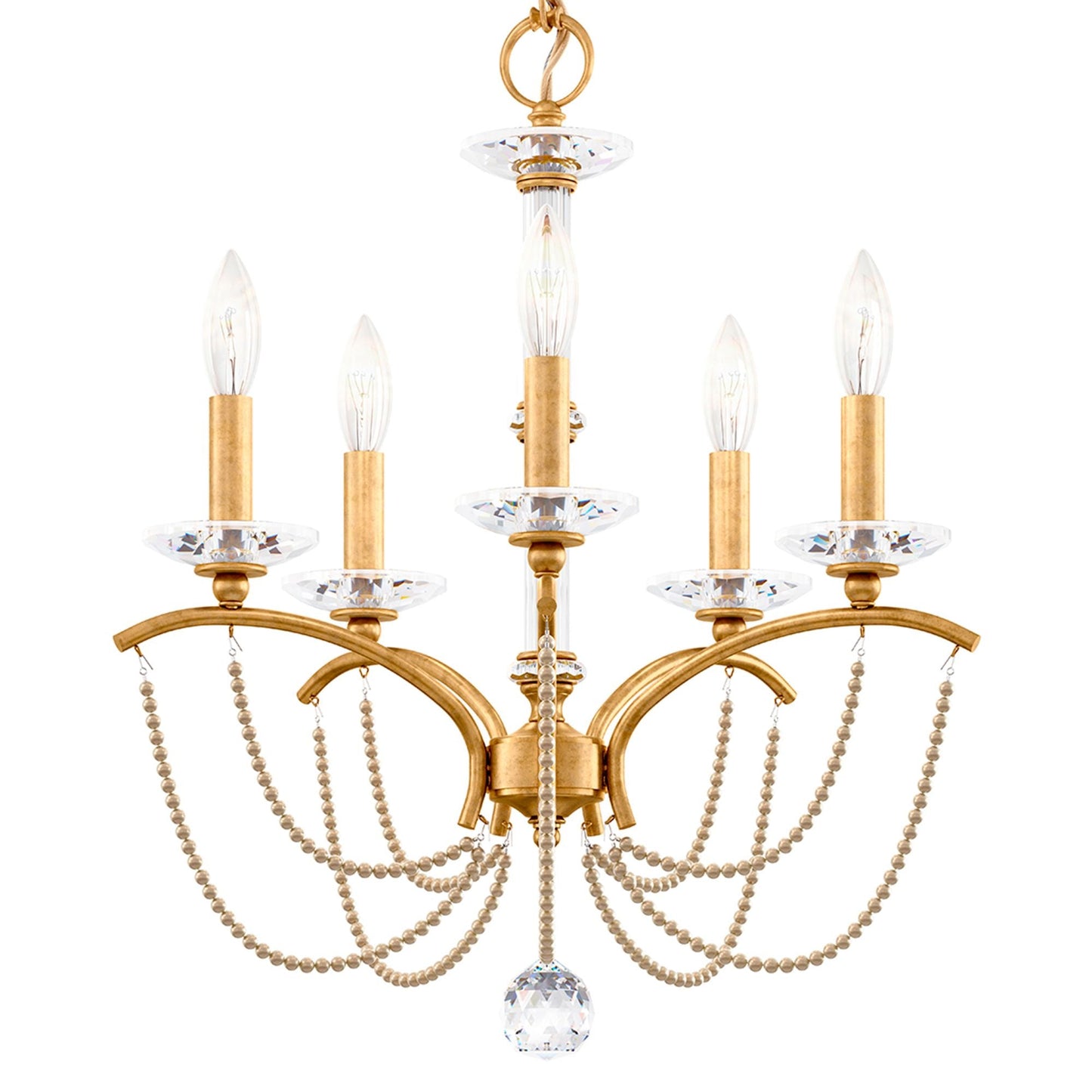 Priscilla 22"H x 18"W 5-Light Crystal Chandelier in Heirloom Gold