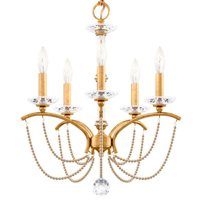 Priscilla 22"H x 18"W 5-Light Crystal Chandelier in Heirloom Gold