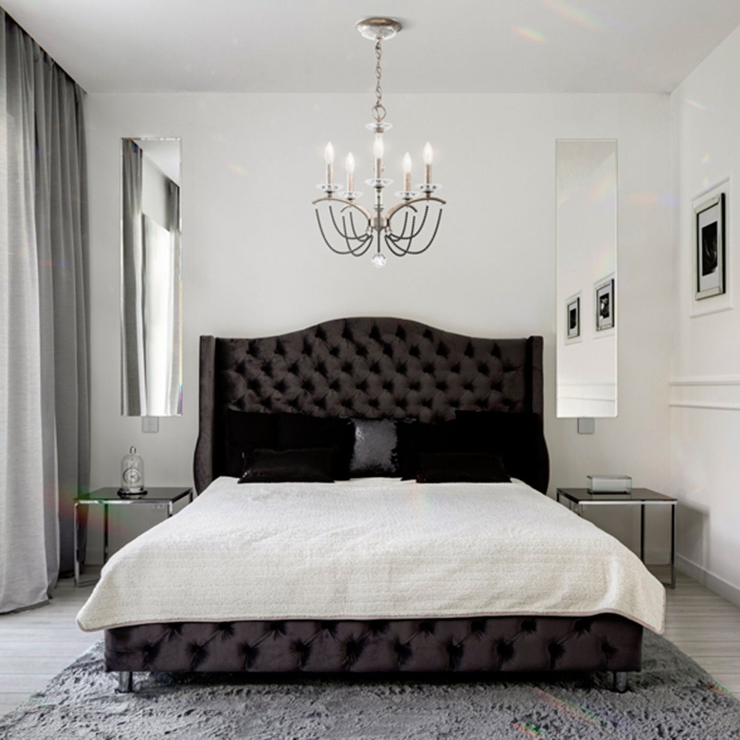 Priscilla 22"H x 18"W 5-Light Crystal Chandelier in Heirloom Silv