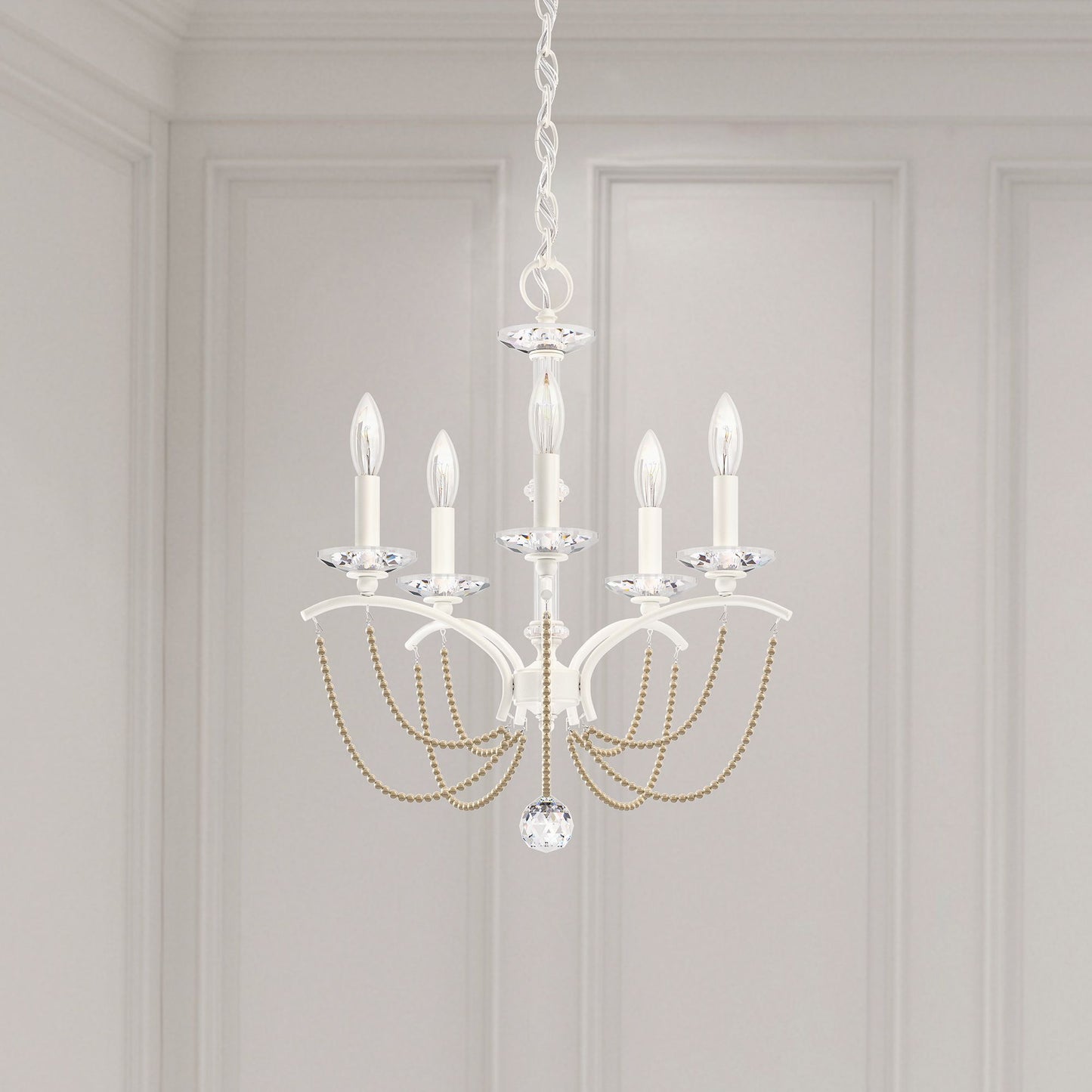 Priscilla 22"H x 18"W 5-Light Crystal Chandelier in White