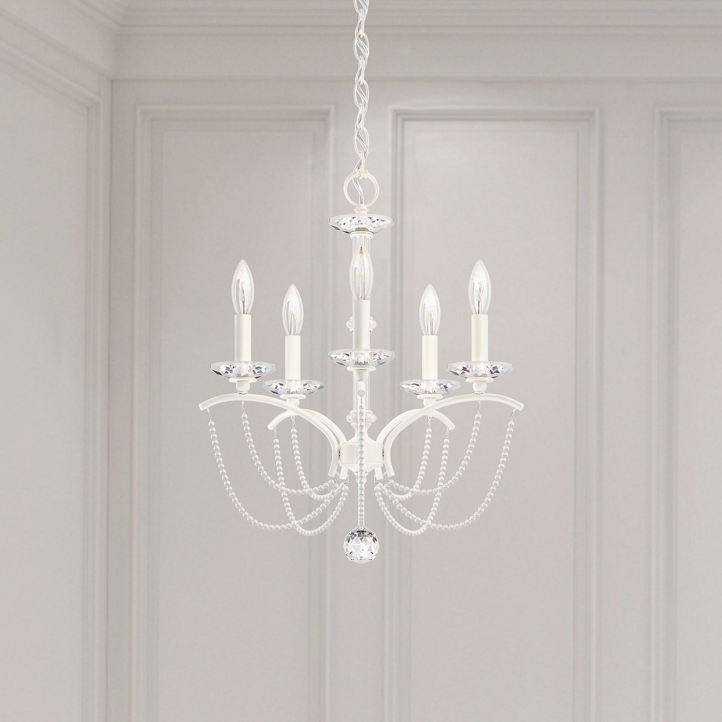 Priscilla 22"H x 18"W 5-Light Crystal Chandelier in White
