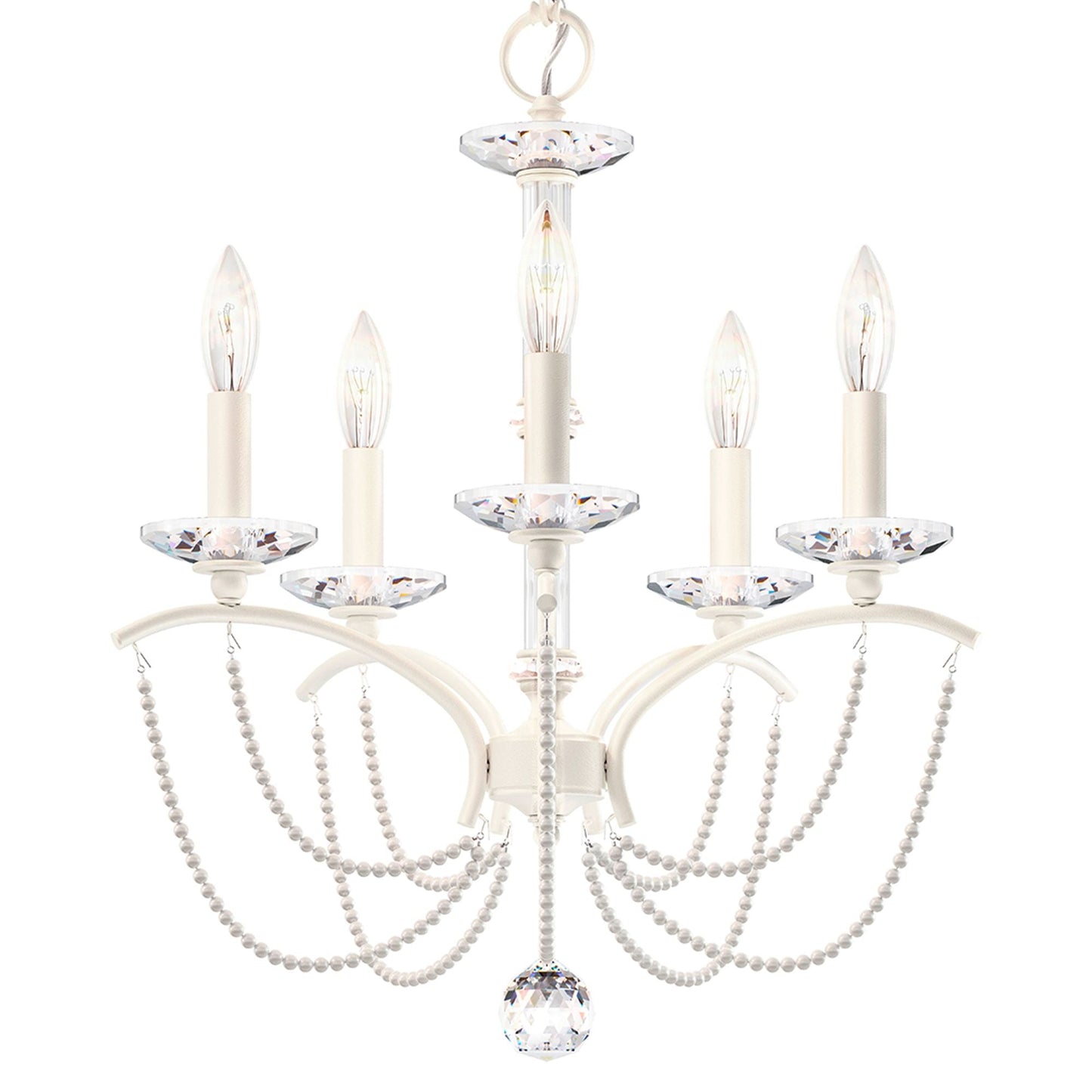 Priscilla 22"H x 18"W 5-Light Crystal Chandelier in White