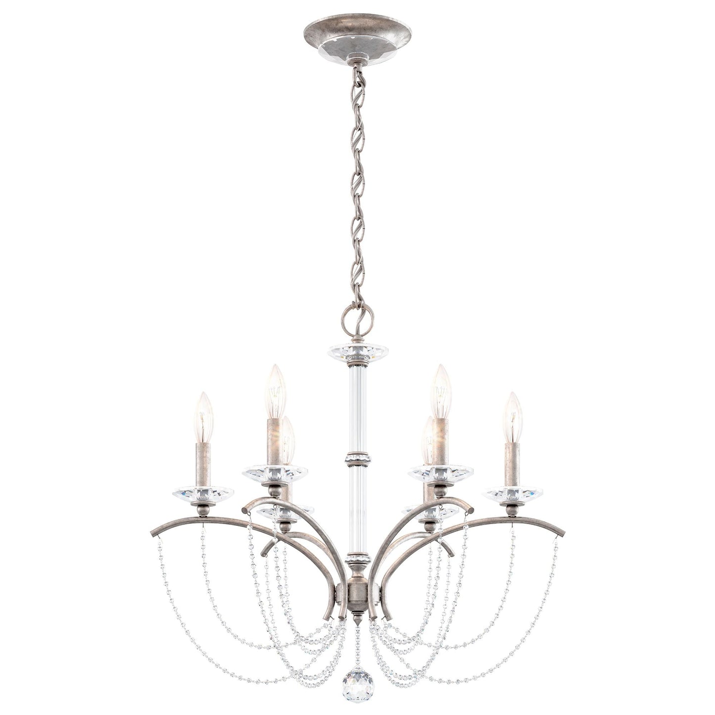 Priscilla 23.5"H x 23.5"W 6-Light Crystal Chandelier in Antique S