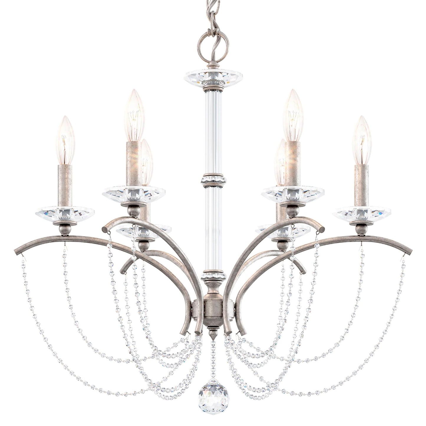 Priscilla 23.5"H x 23.5"W 6-Light Crystal Chandelier in Antique S