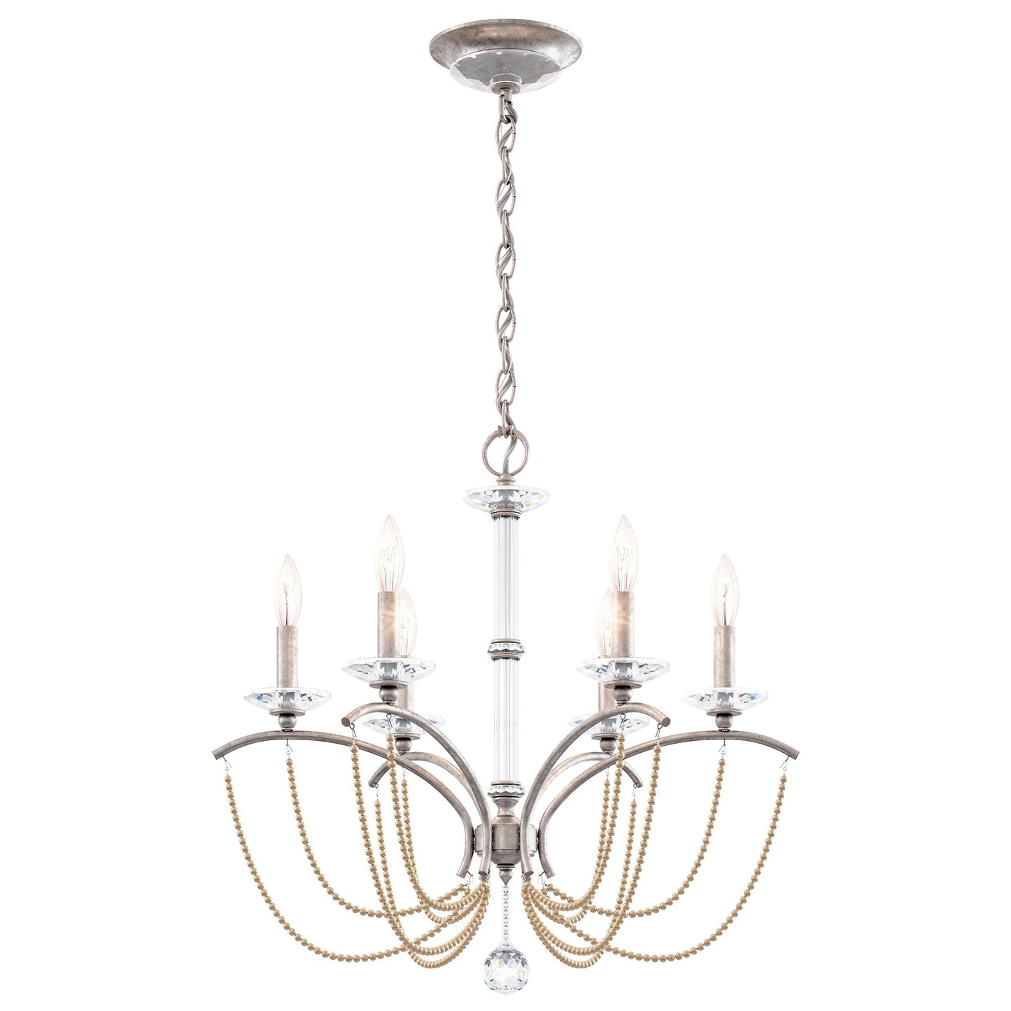 Priscilla 23.5"H x 23.5"W 6-Light Crystal Chandelier in Antique S