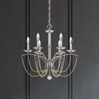 Priscilla 23.5"H x 23.5"W 6-Light Crystal Chandelier in Antique S