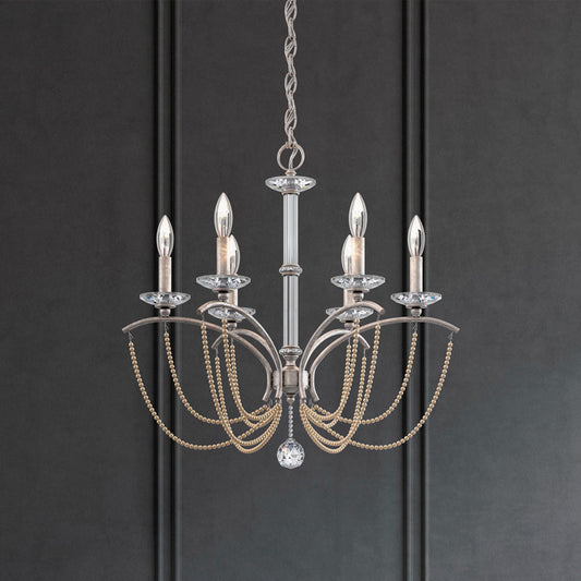 Priscilla 23.5"H x 23.5"W 6-Light Crystal Chandelier in Antique S