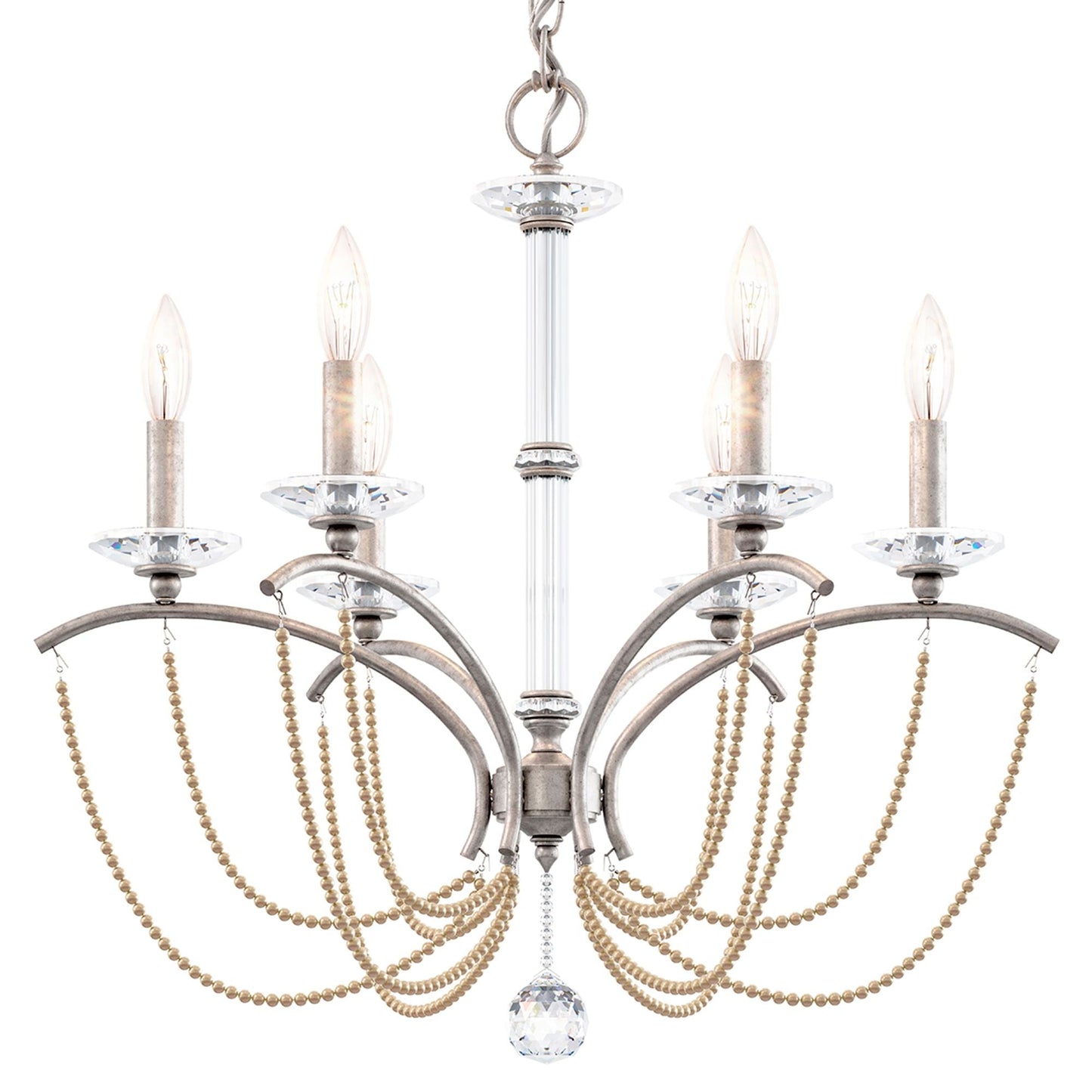 Priscilla 23.5"H x 23.5"W 6-Light Crystal Chandelier in Antique S