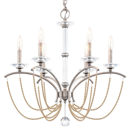 Priscilla 23.5"H x 23.5"W 6-Light Crystal Chandelier in Antique S