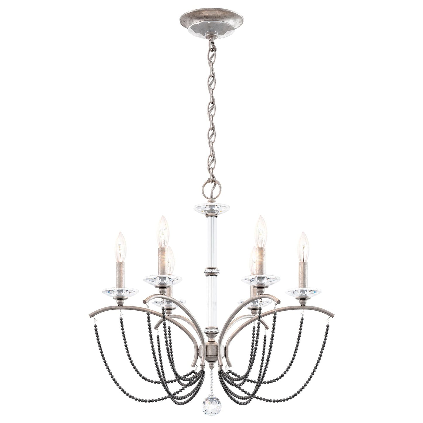 Priscilla 23.5"H x 23.5"W 6-Light Crystal Chandelier in Antique S