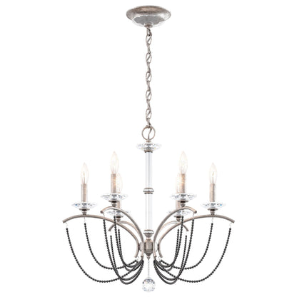 Priscilla 23.5"H x 23.5"W 6-Light Crystal Chandelier in Antique S