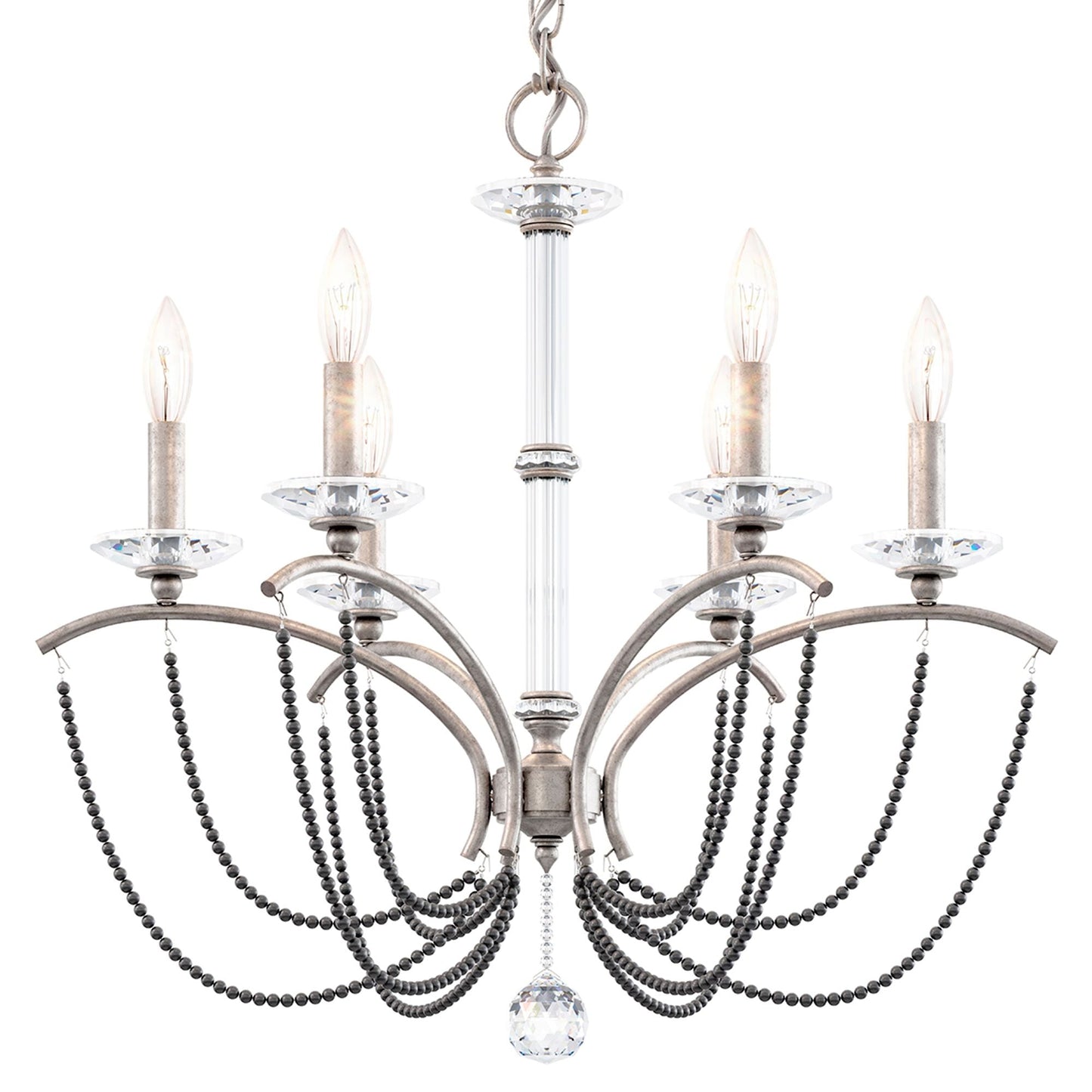 Priscilla 23.5"H x 23.5"W 6-Light Crystal Chandelier in Antique S