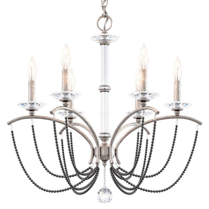 Priscilla 23.5"H x 23.5"W 6-Light Crystal Chandelier in Antique S