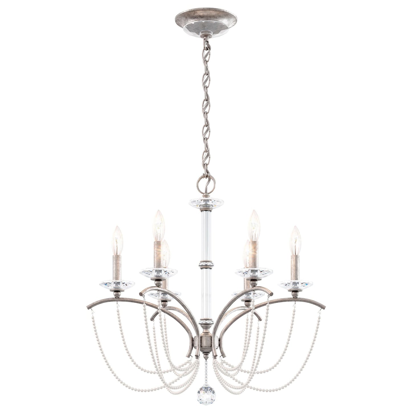 Priscilla 23.5"H x 23.5"W 6-Light Crystal Chandelier in Antique S