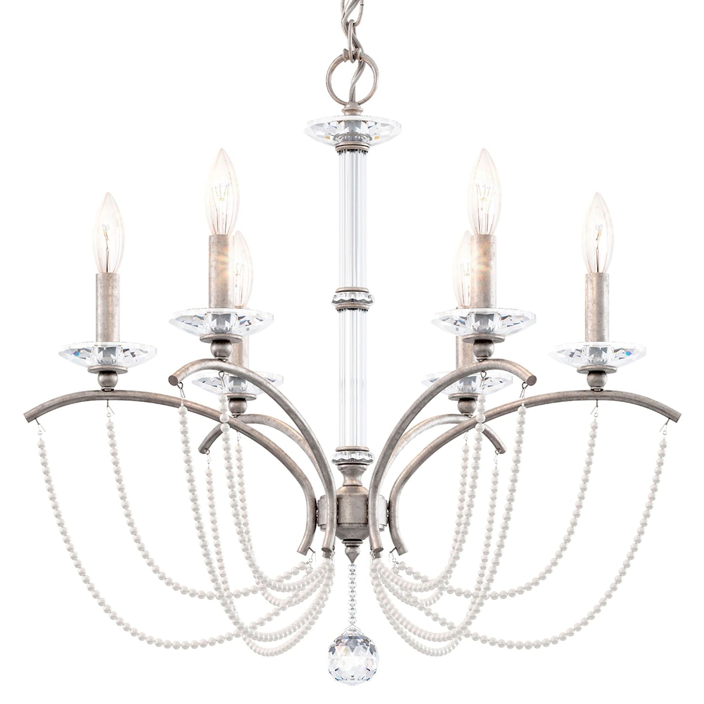 Priscilla 23.5"H x 23.5"W 6-Light Crystal Chandelier in Antique S