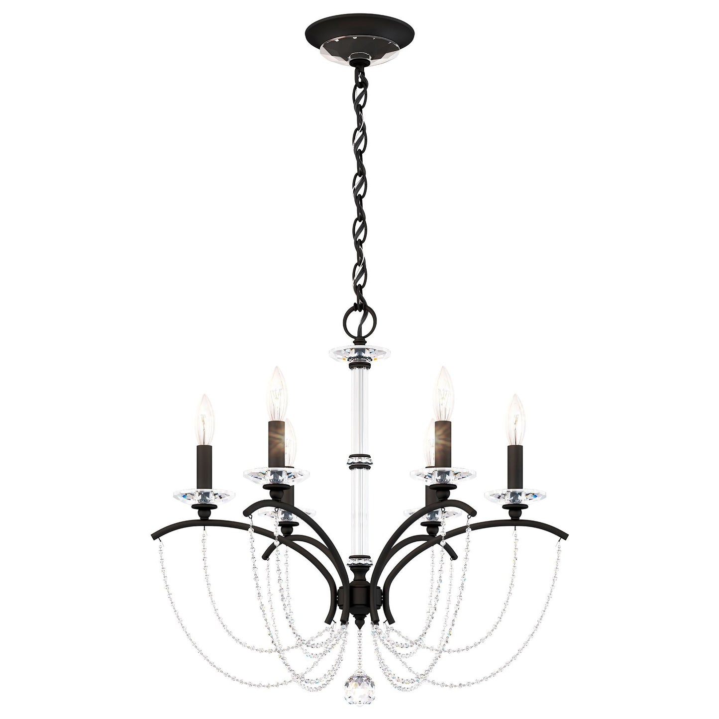 Priscilla 23.5"H x 23.5"W 6-Light Crystal Chandelier in Black