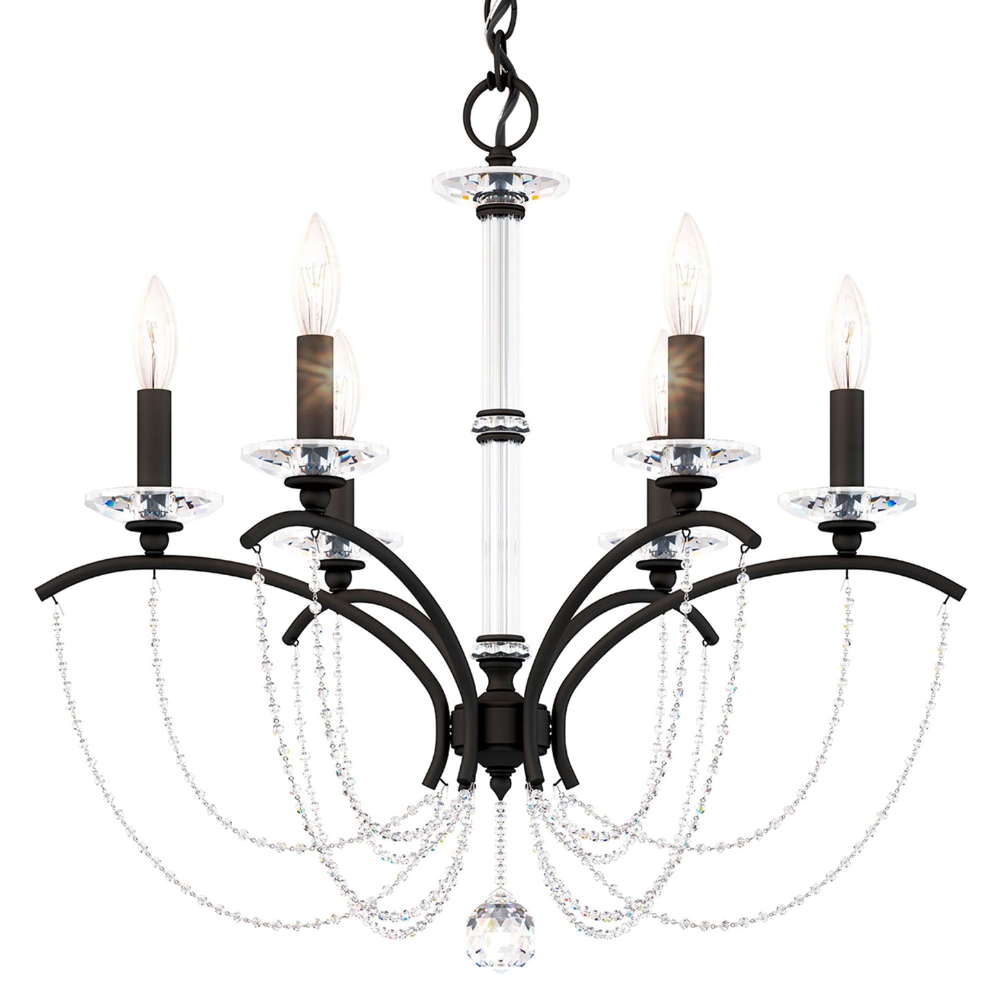 Priscilla 23.5"H x 23.5"W 6-Light Crystal Chandelier in Black