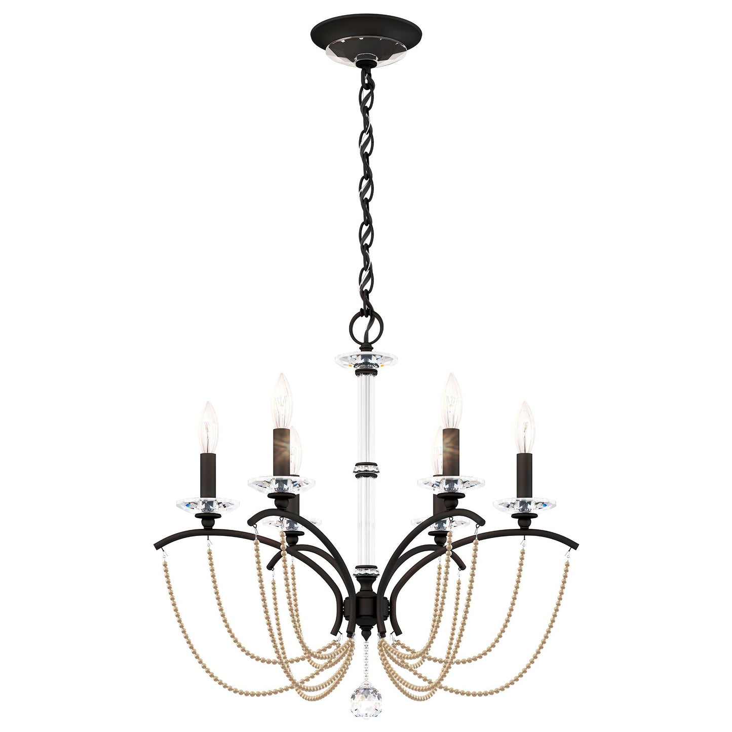 Priscilla 23.5"H x 23.5"W 6-Light Crystal Chandelier in Black