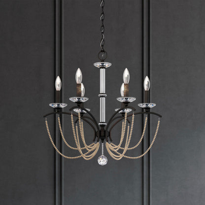 Priscilla 23.5"H x 23.5"W 6-Light Crystal Chandelier in Black