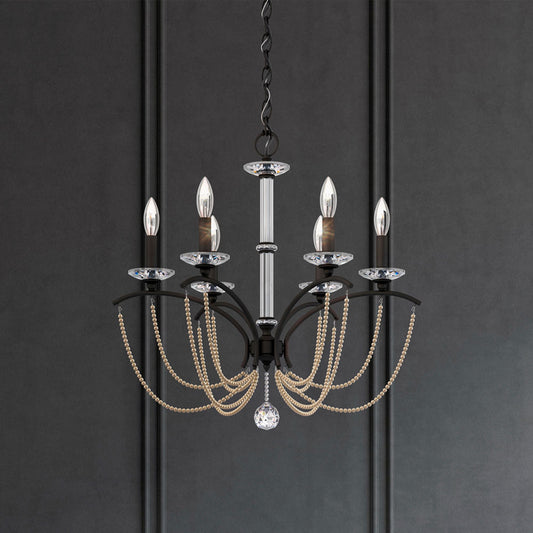 Priscilla 23.5"H x 23.5"W 6-Light Crystal Chandelier in Black