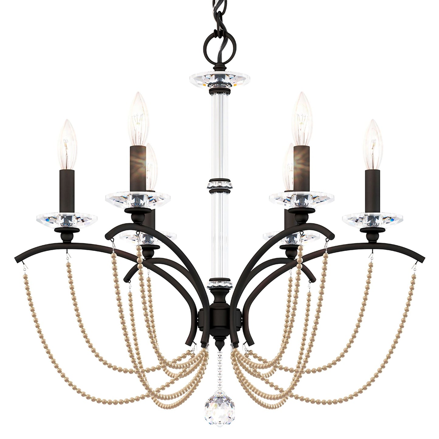 Priscilla 23.5"H x 23.5"W 6-Light Crystal Chandelier in Black