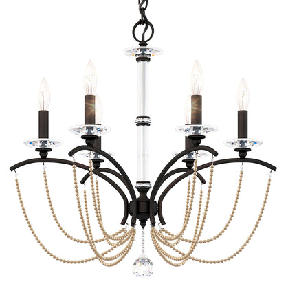 Priscilla 23.5"H x 23.5"W 6-Light Crystal Chandelier in Black