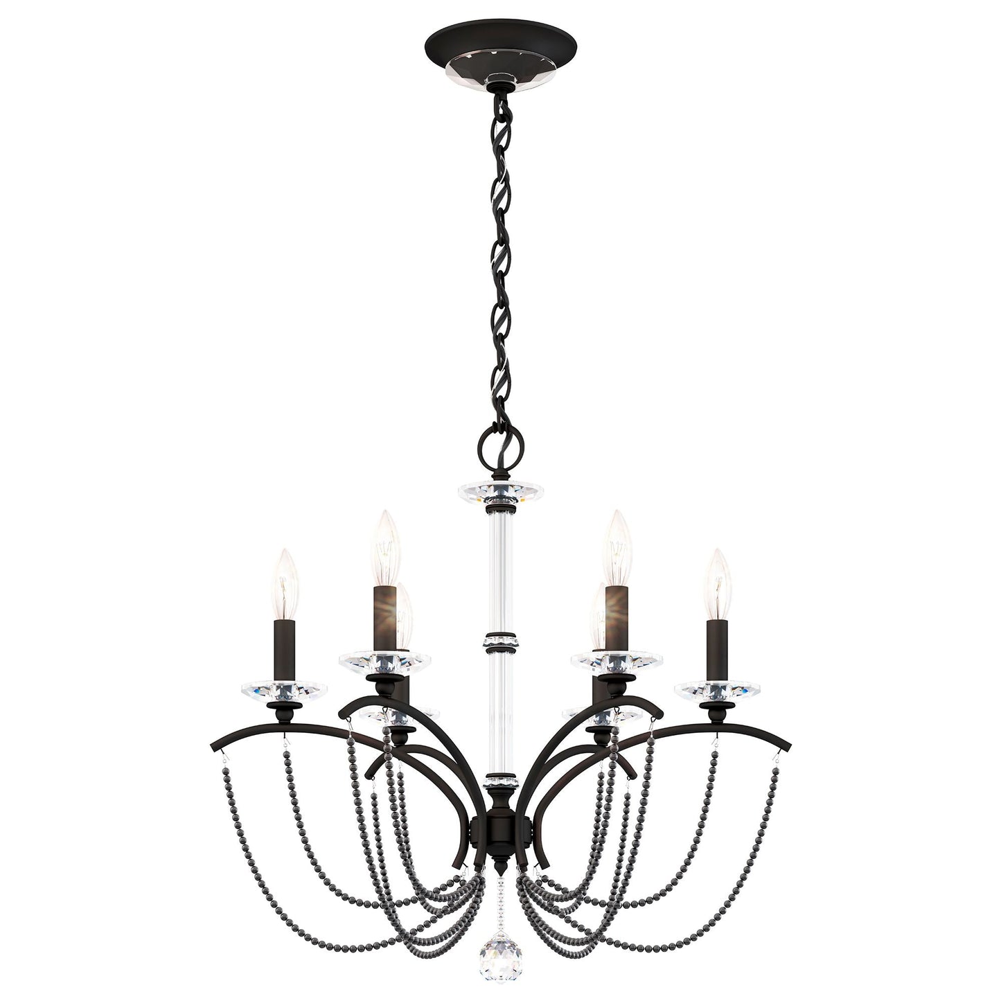 Priscilla 23.5"H x 23.5"W 6-Light Crystal Chandelier in Black