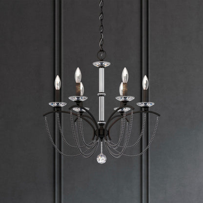 Priscilla 23.5"H x 23.5"W 6-Light Crystal Chandelier in Black