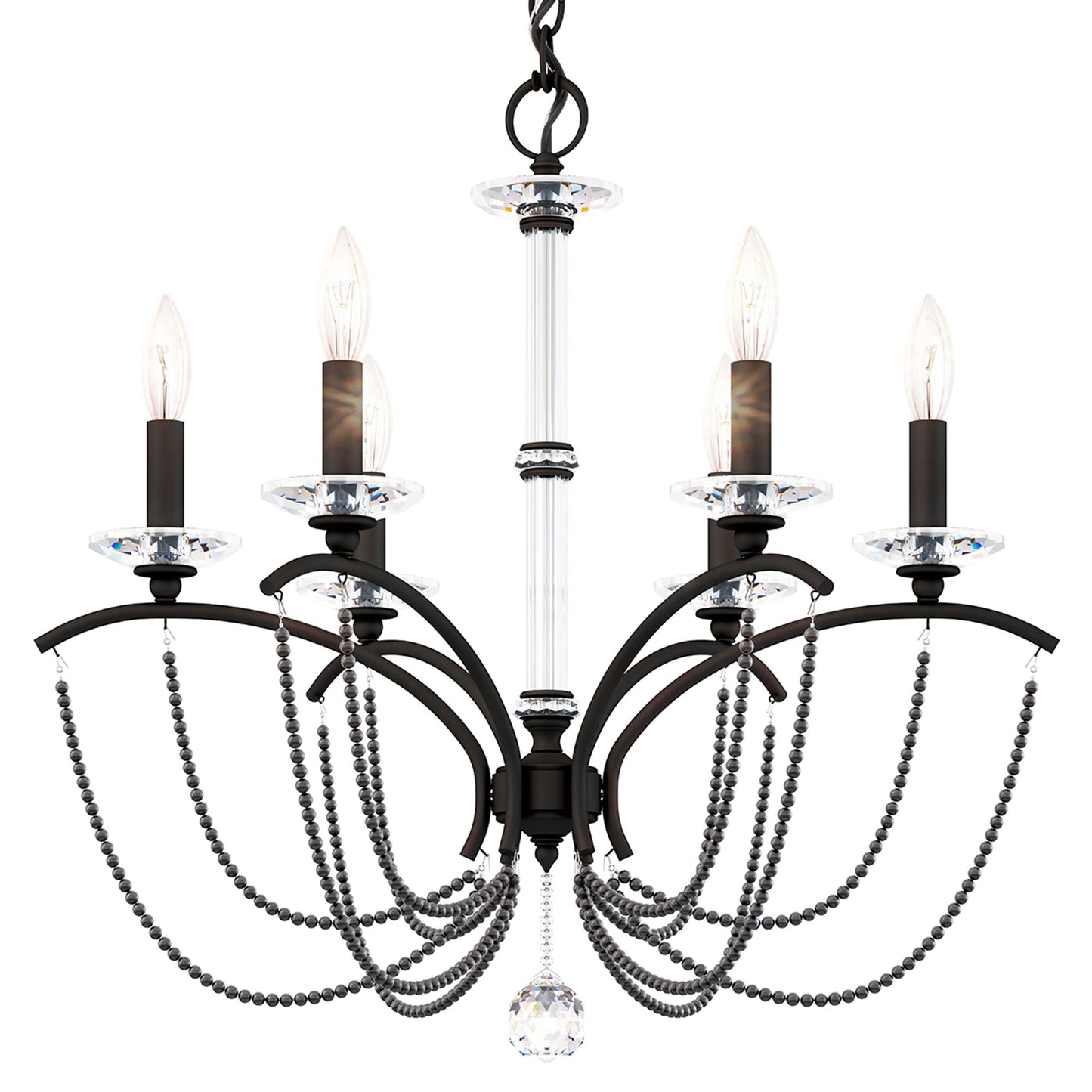 Priscilla 23.5"H x 23.5"W 6-Light Crystal Chandelier in Black