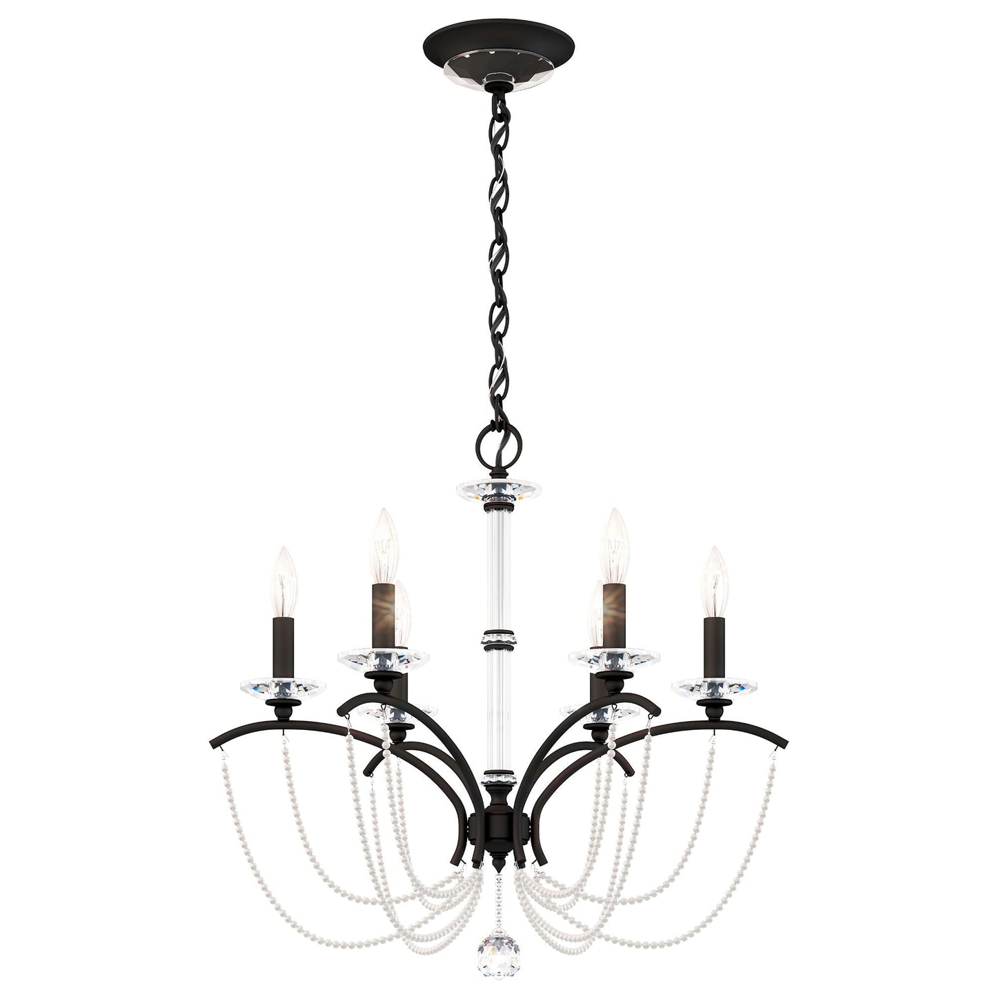 Priscilla 23.5"H x 23.5"W 6-Light Crystal Chandelier in Black