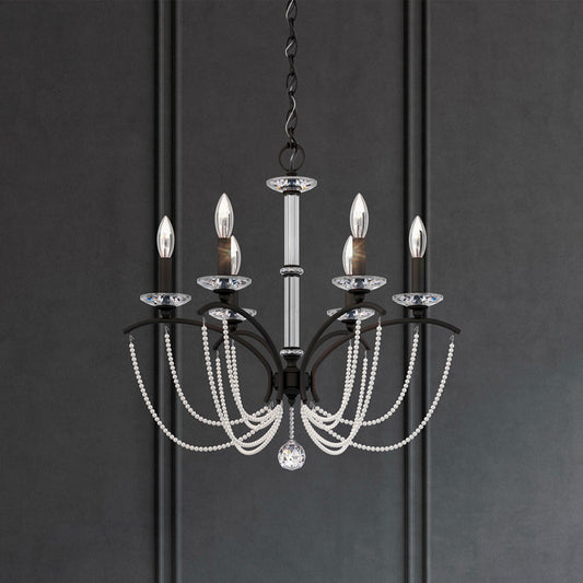 Priscilla 23.5"H x 23.5"W 6-Light Crystal Chandelier in Black