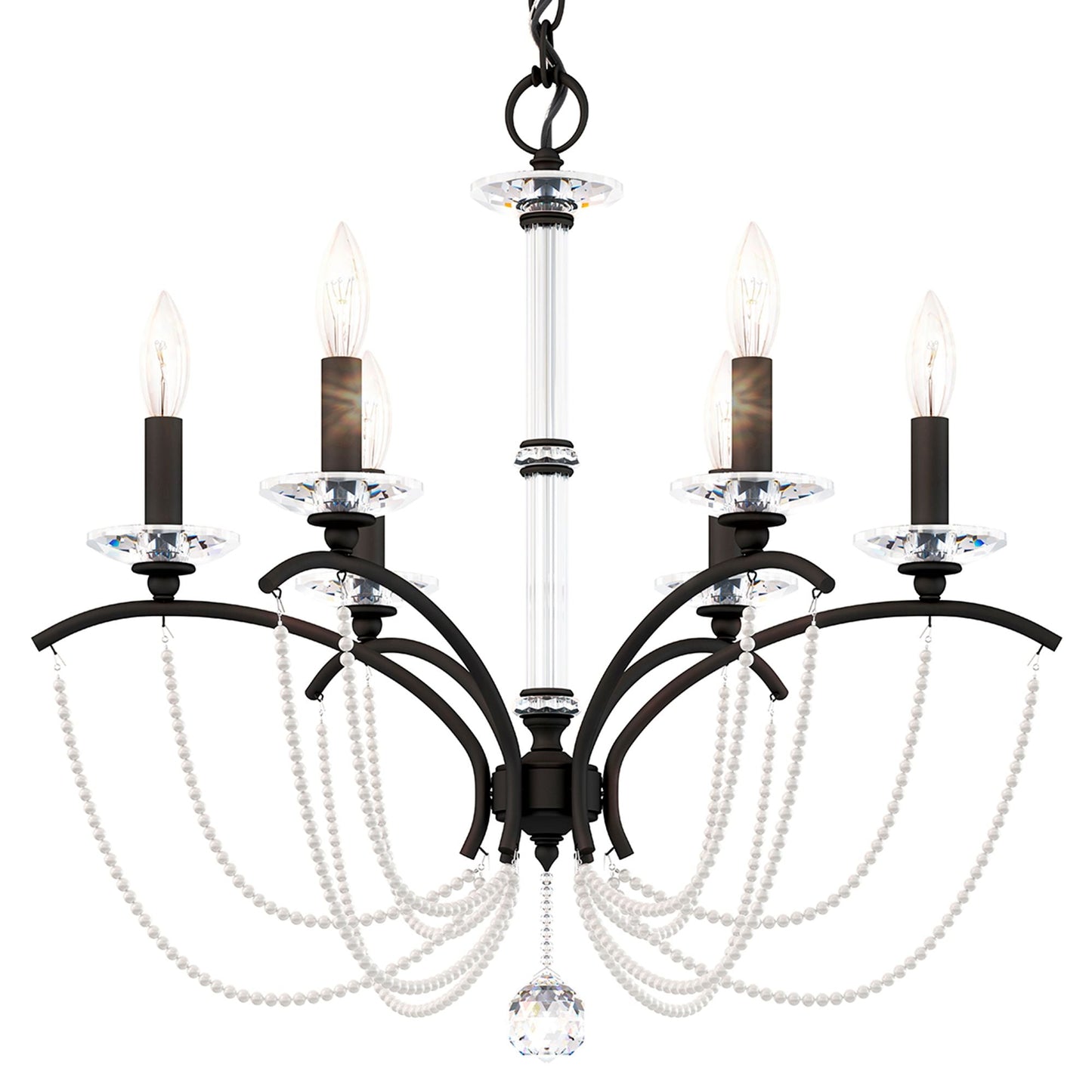Priscilla 23.5"H x 23.5"W 6-Light Crystal Chandelier in Black