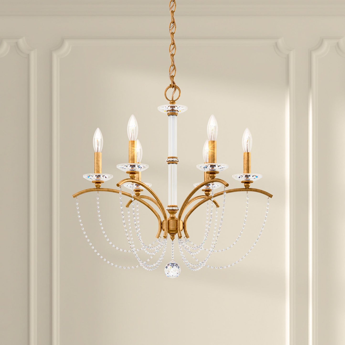 Priscilla 23.5"H x 23.5"W 6-Light Crystal Chandelier in Heirloom