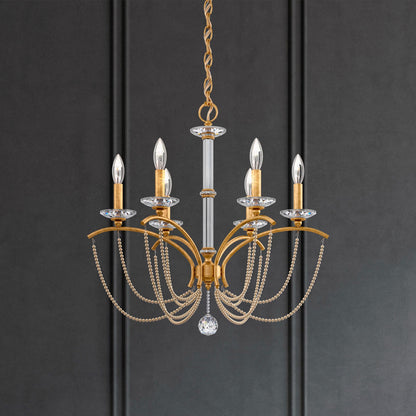 Priscilla 23.5"H x 23.5"W 6-Light Crystal Chandelier in Heirloom