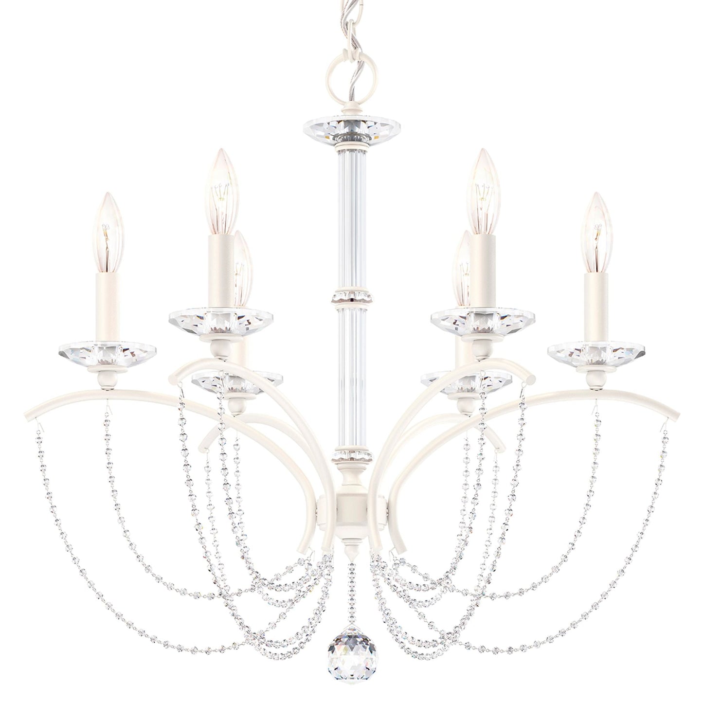 Priscilla 23.5"H x 23.5"W 6-Light Crystal Chandelier in White