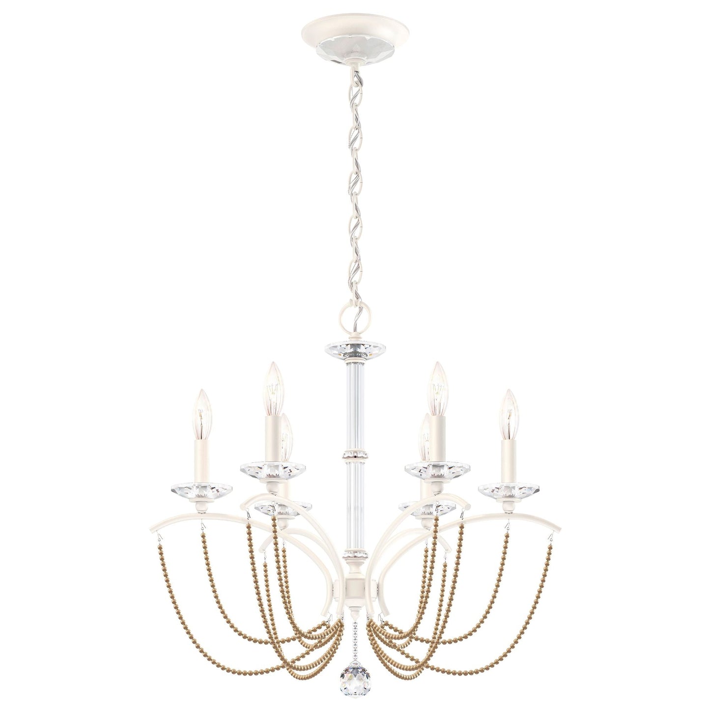 Priscilla 23.5"H x 23.5"W 6-Light Crystal Chandelier in White