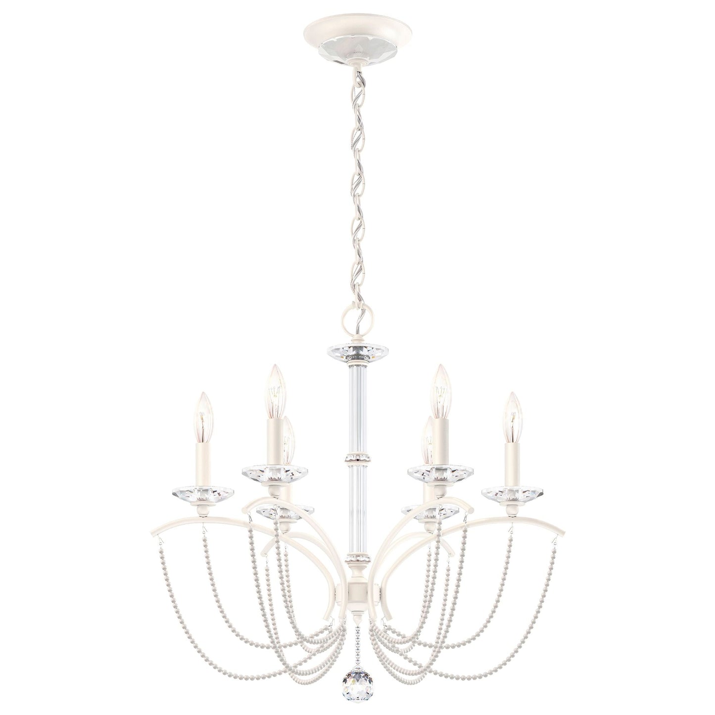 Priscilla 23.5"H x 23.5"W 6-Light Crystal Chandelier in White