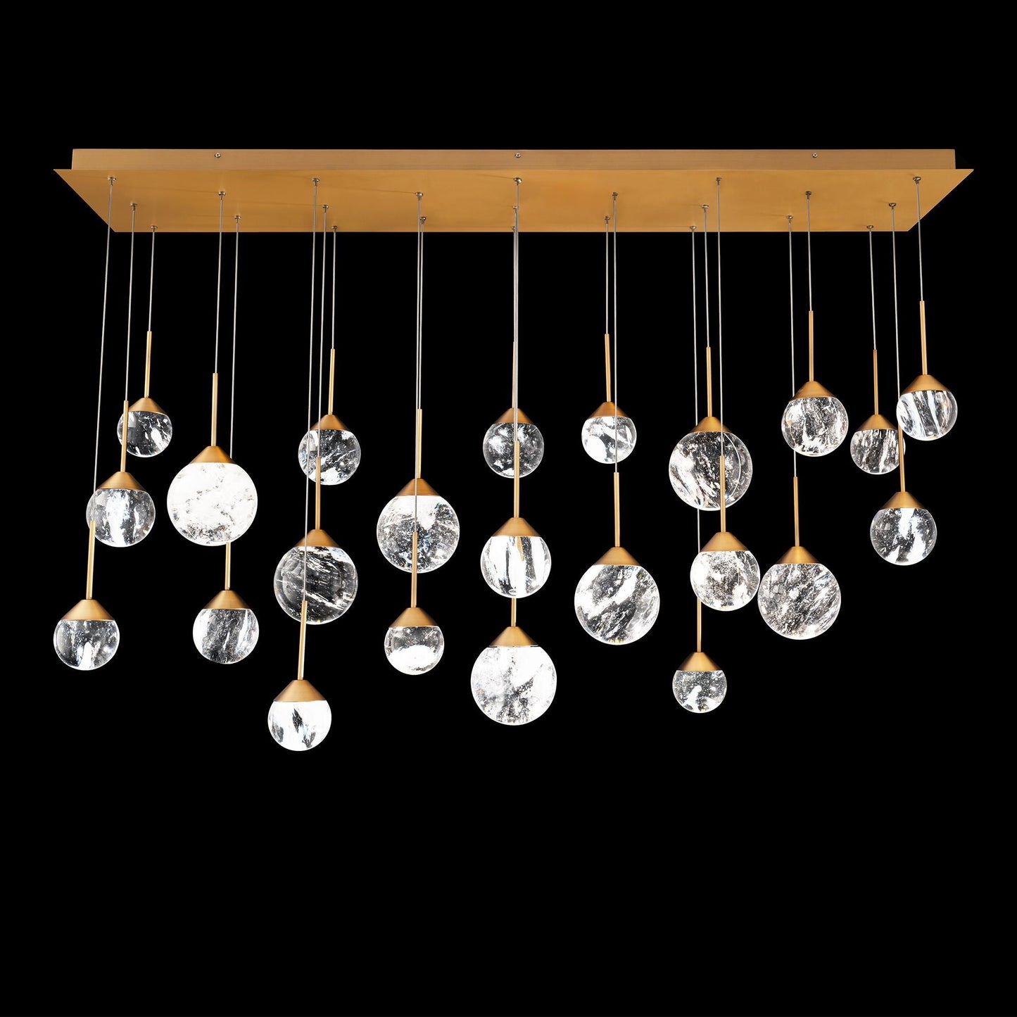 Quest 8"H x 53"W 23-Light Crystal Multi-Light Pendant in Aged Bra