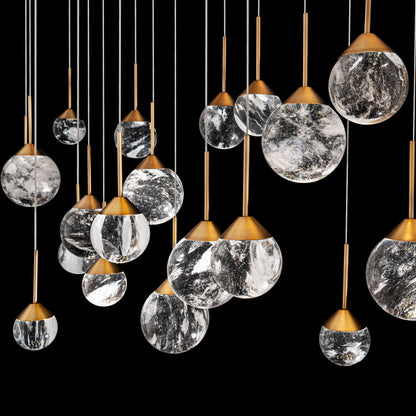 Quest 8"H x 53"W 23-Light Crystal Multi-Light Pendant in Aged Bra