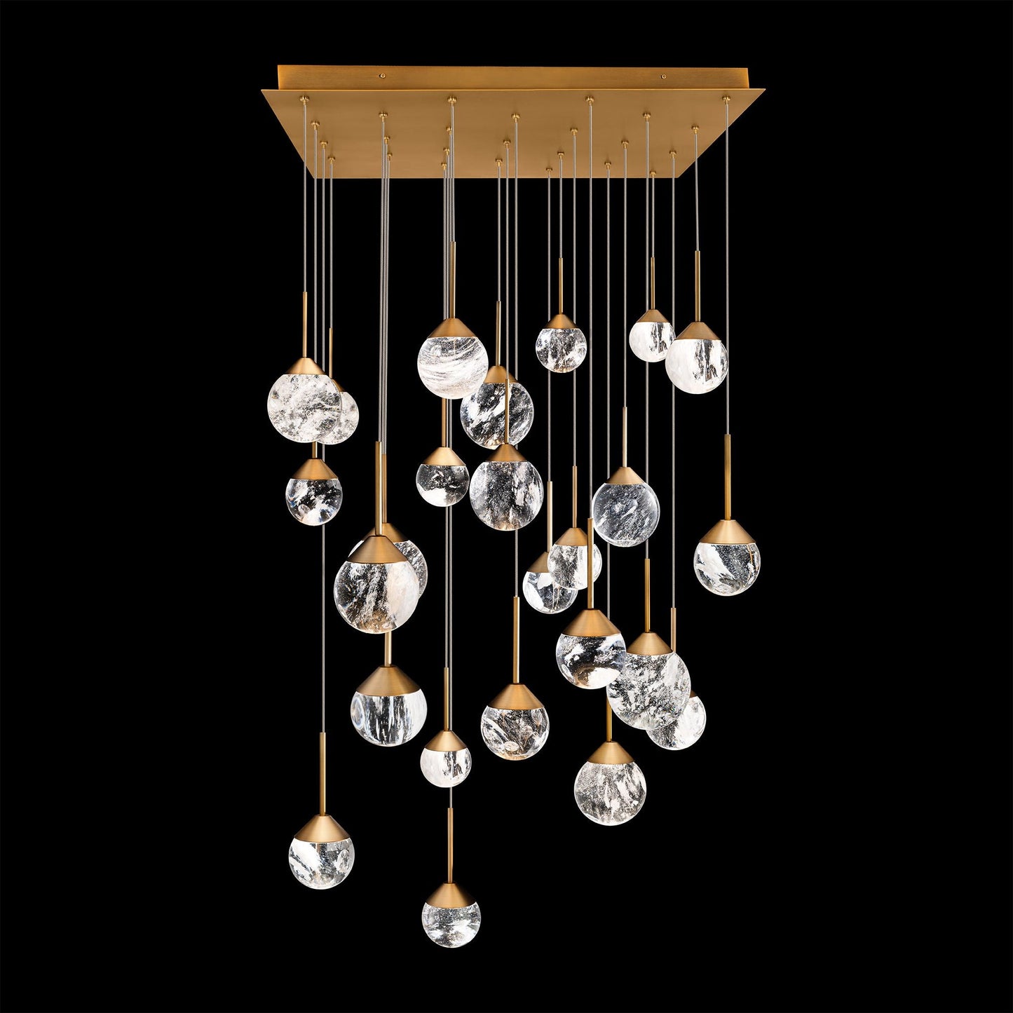 Quest 8"H x 53"W 23-Light Crystal Multi-Light Pendant in Black