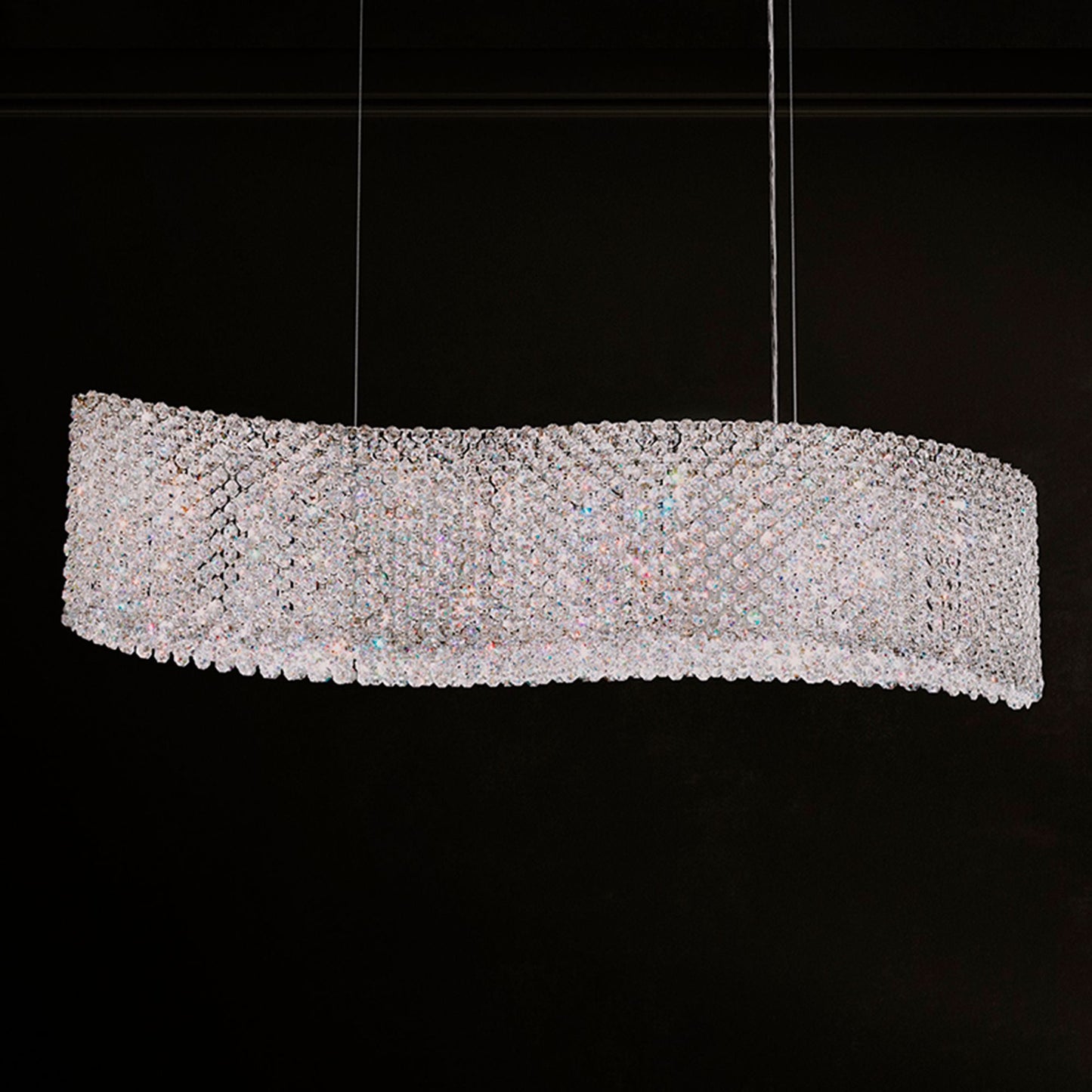 Refrax 8"H x 32"W 13-Light Crystal Pendant in Polished Stainless