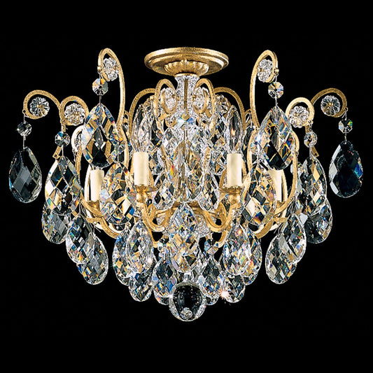 Renaissance 16"H x 20"W 6-Light Crystal Semi-Flush Mount in Black