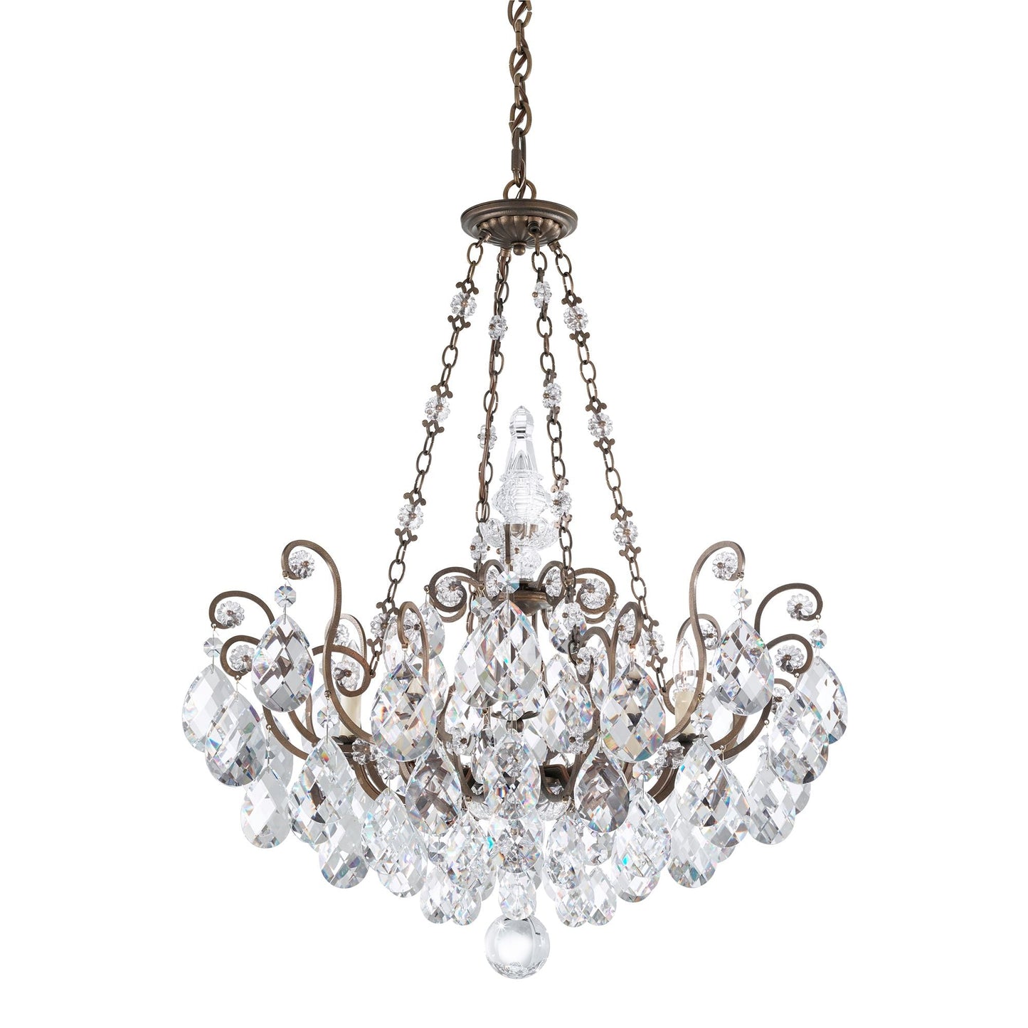 Renaissance 35"H x 26.5"W 8-Light Crystal Pendant in Etruscan Gol