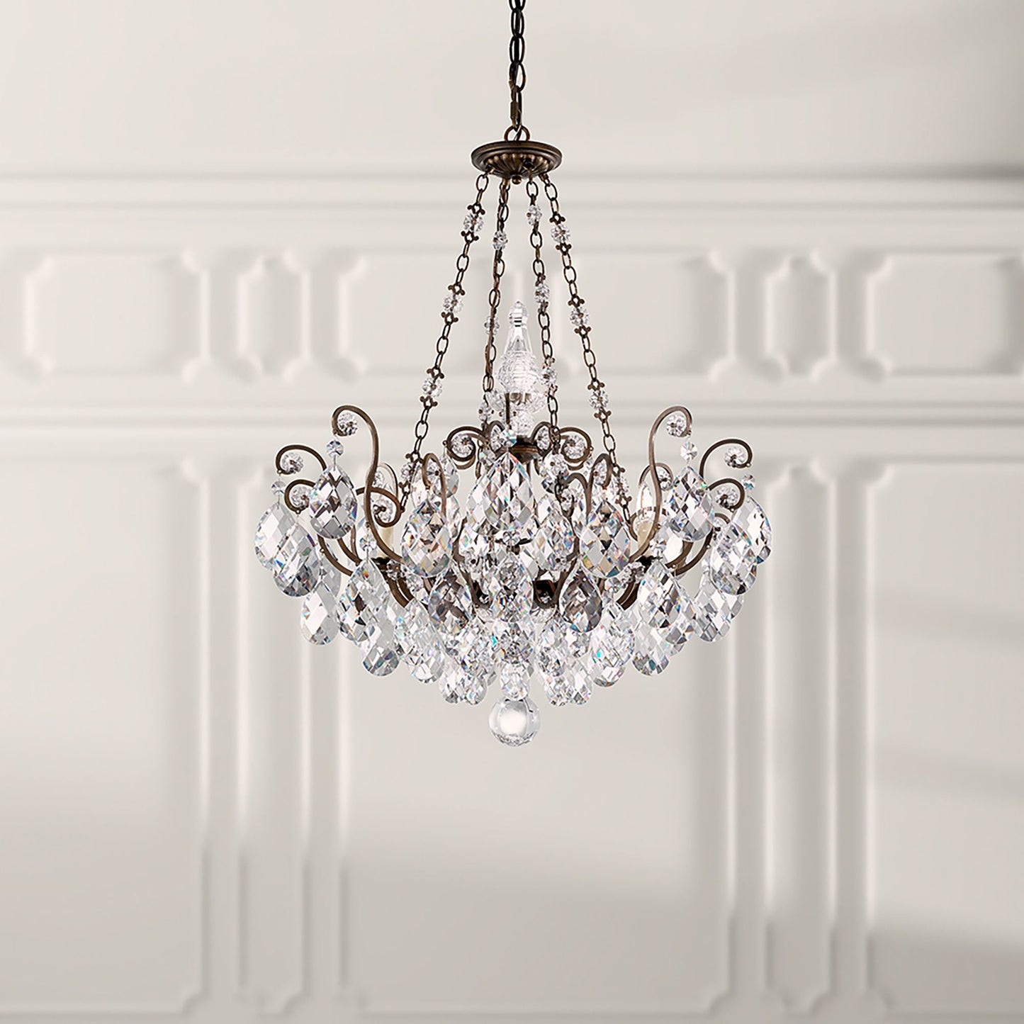 Renaissance 35"H x 26.5"W 8-Light Crystal Pendant in Etruscan Gol