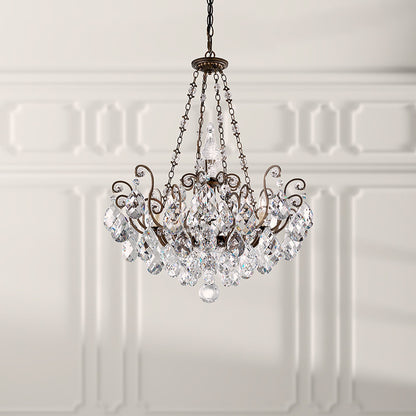 Renaissance 35"H x 26.5"W 8-Light Crystal Pendant in Etruscan Gol