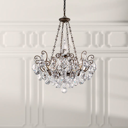 Renaissance 35"H x 26.5"W 8-Light Crystal Pendant in Etruscan Gol