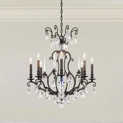 Renaissance Nouveau 31"H x 32"W 8-Light Crystal Chandelier in Bla
