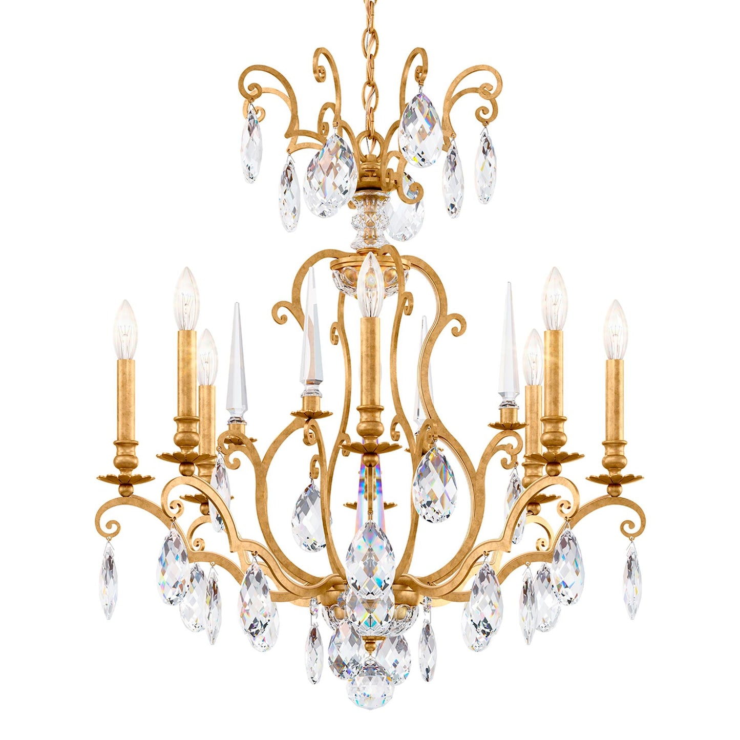 Renaissance Nouveau 31"H x 32"W 8-Light Crystal Chandelier in Hei