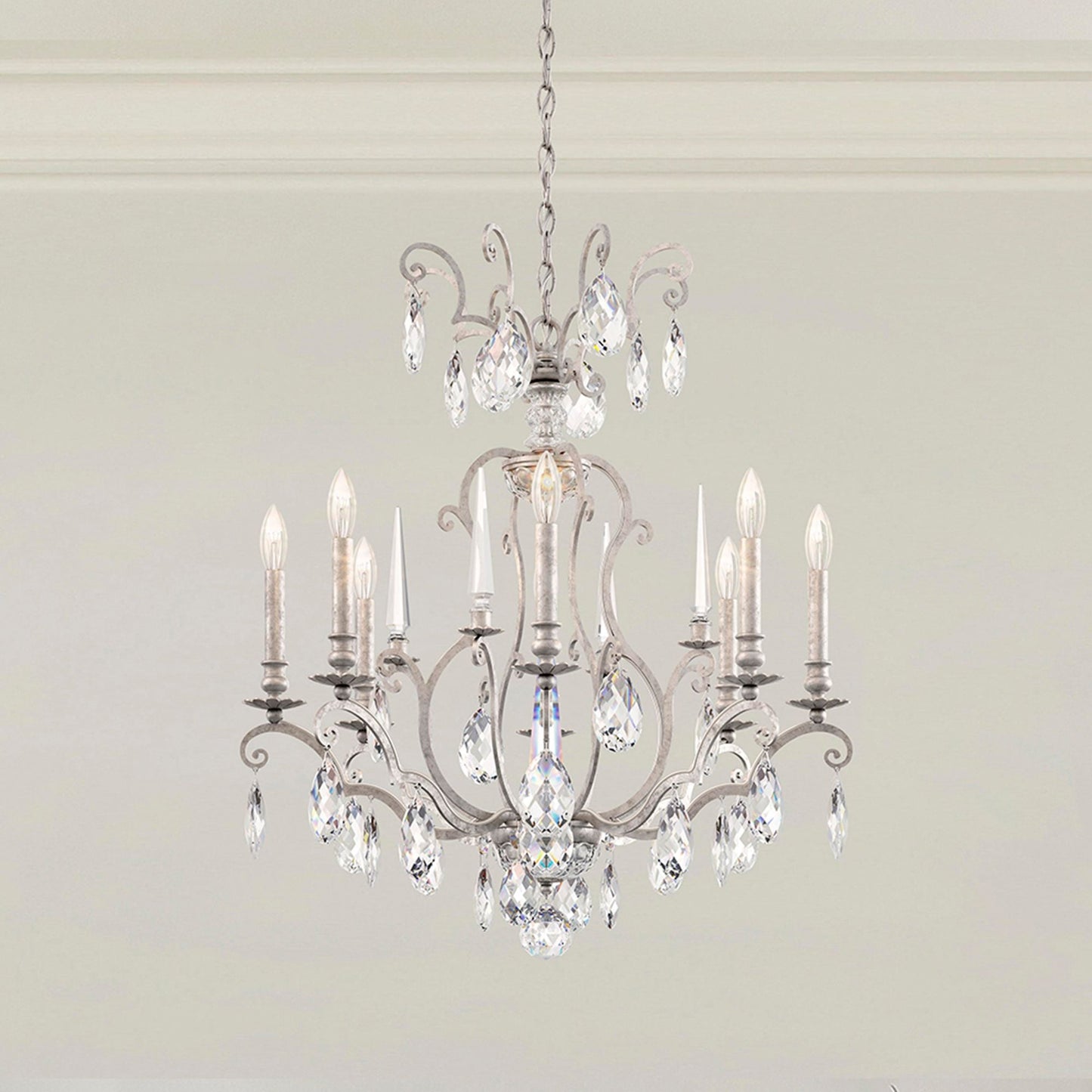 Renaissance Nouveau 31"H x 32"W 8-Lt Crystal Chandelier in Antiqu