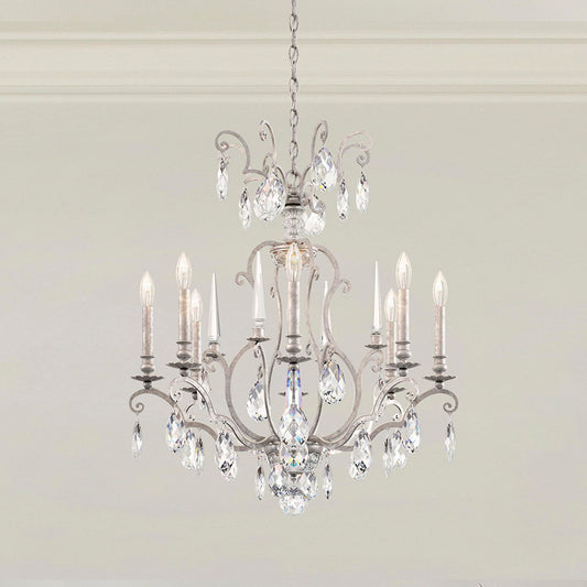 Renaissance Nouveau 31"H x 32"W 8-Lt Crystal Chandelier in Antiqu